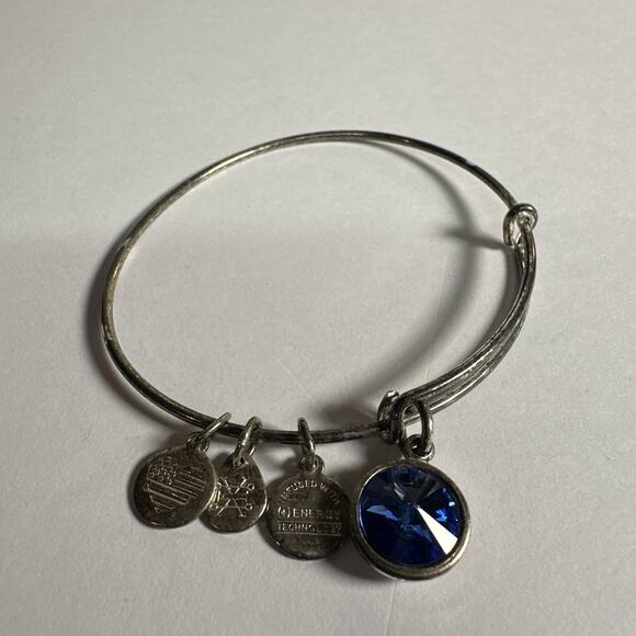 ALEX AND ANI Sapphire Birthstone Charm September Bangle Bracelet - Picture 1 of 2